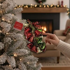 Macy's Holiday Lane Bell Cluster Ornament Red Green Gold NWT HL-58479
